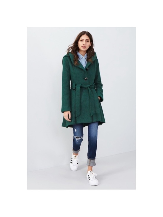 Steve Madden Jackets & Blazers - STEVE MADDEN ONCE UPON A THYME kelly green Hooded modcloth Belted peacoat